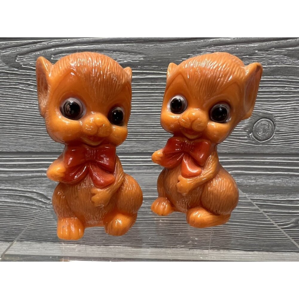 Vintage Napco Mice Salt & Pepper Shakers Set Mouse Unused Celluloid Orange Mouse